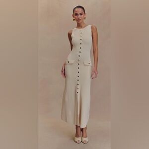 Elegant Cream Button-Down Dress